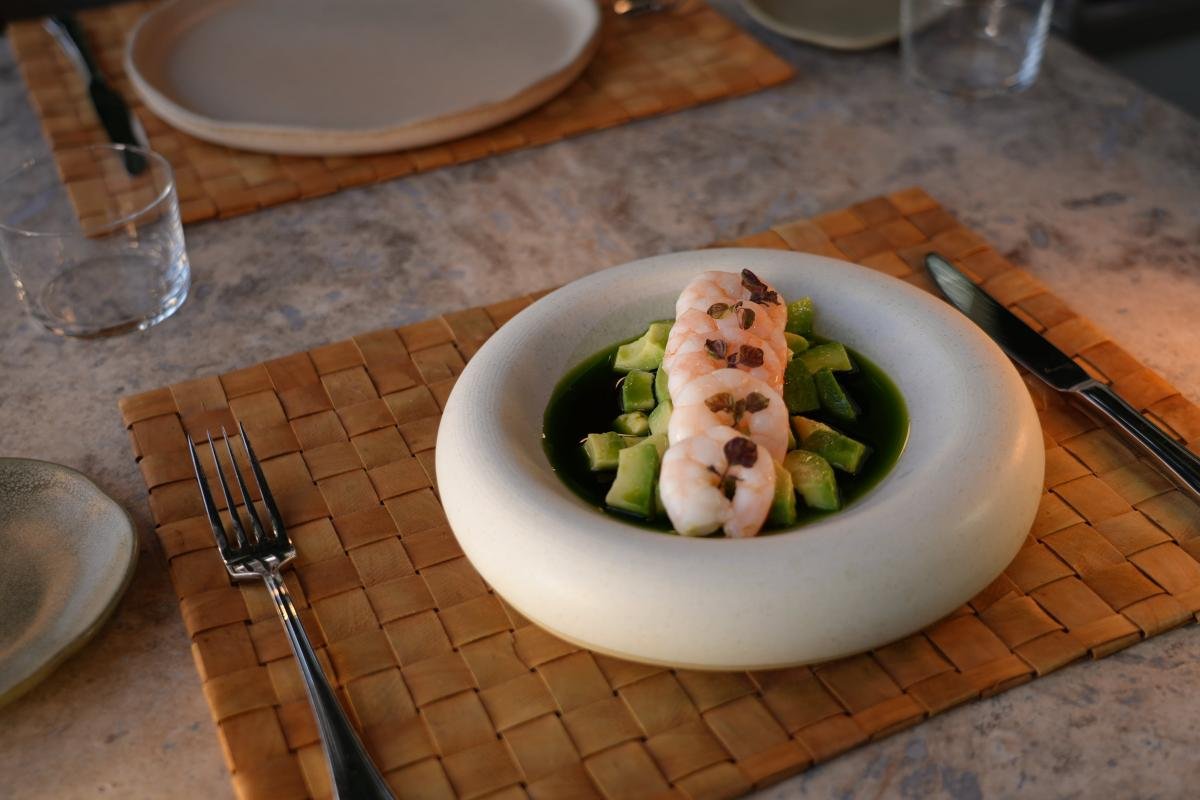 Sliced Shrimp on Avocado